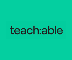 Logo with the word 'teachable' in black font on a green background.